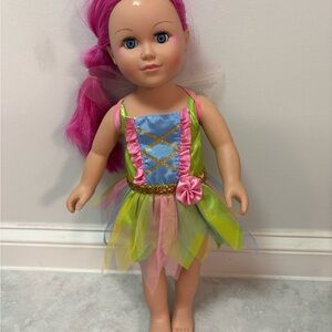 Vibrant Doll with Pink Hair and Multicolor Dress